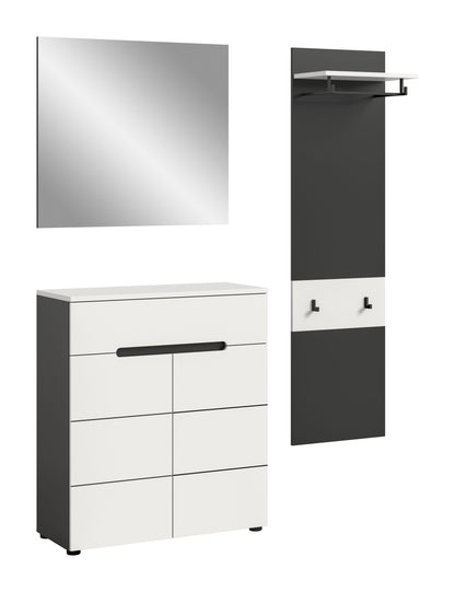Ensemble de vestiaire CANU (L/H/P : env. 140/190/37 cm) en gris basalte/vert fumée