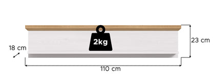 Wall shelf VERONA (W/H/D: approx. 110/23/18 cm) in Sibiu Larch reproduction/Sibiu Larch reproduction