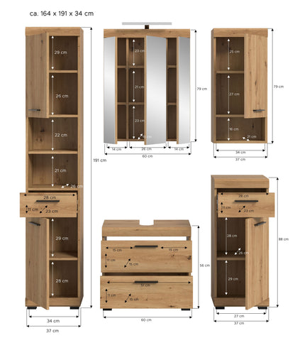 Badezimmerset Abmessungen der 5-teiliges Kombination (ca. 164×191×34 cm)