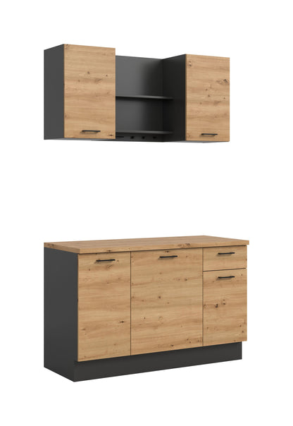 Küchenzeile (ohne E-Geräte) (B/H/T 140x211x60 cm) in Artisan Eiche Nachbildung