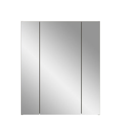 Badspiegelschrank mit drei Spiegeltüren, flache Spiegelflächen, mittig geteilt