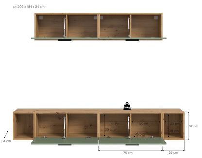 Homes & Jones Wohnwand 2-tlg. TV Möbel Modular Lowboard, Wohnzimmerschrank