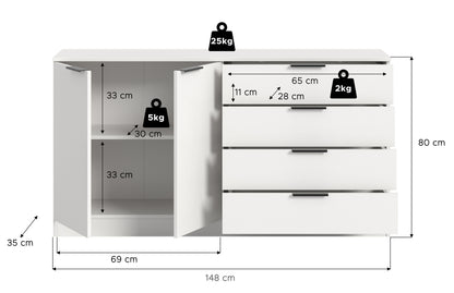 Homes & Jones Sideboard-Kommode, Wohnzimmerschrank-Universalschrank, Wohnmöbel