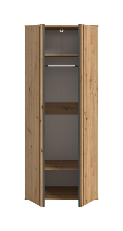 Homes & Jones Kleiderschrank 80 cm breit 2-türig, Schlafzimmerschrank