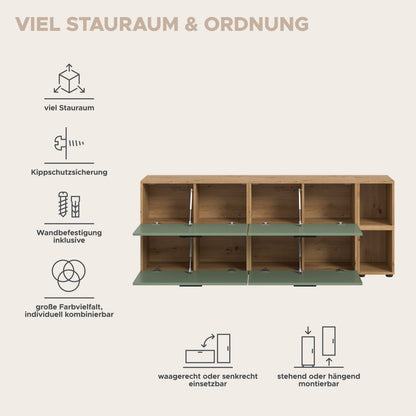 Homes & Jones Wohnwand 2-tlg. TV Möbel Modular Lowboard, Wohnzimmerschrank