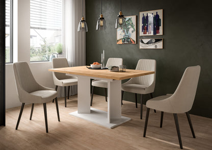 Table à manger GUSTAV (L/H/P : env. 190/76/90 cm) en blanc/imitation chêne Artisan