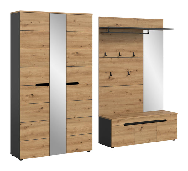 Garderoben-Set CANU (B/H/T: ca. 240/190/37 cm) in Basalt grau/Artisan Nachbildung