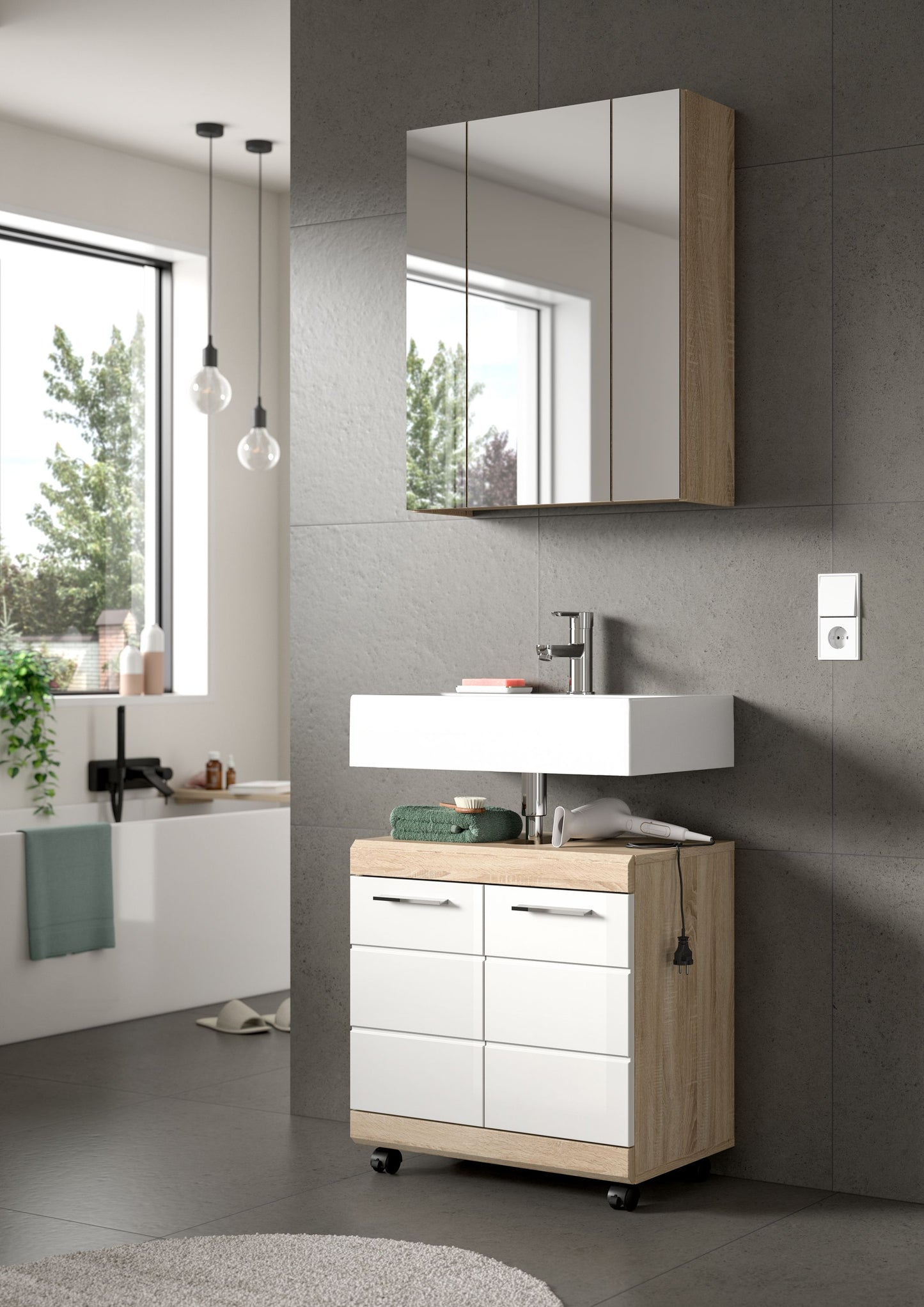 Homes & Jones Waschbeckenunterschrank auf Rollen, Schrank easy to handle