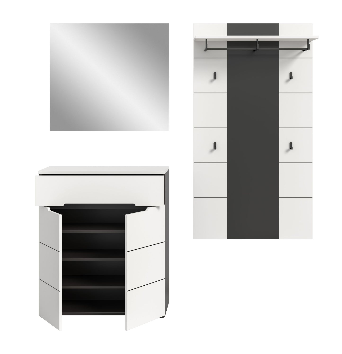 Ensemble de vestiaire CANU (L/H/P : env. 175/190/37 cm) gris Basalte/vert Smoke Green