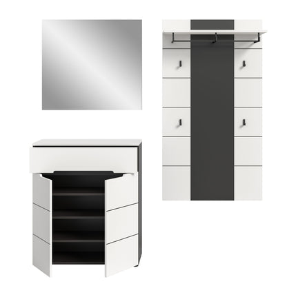Ensemble de vestiaire CANU (L/H/P : env. 175/190/37 cm) gris Basalte/vert Smoke Green