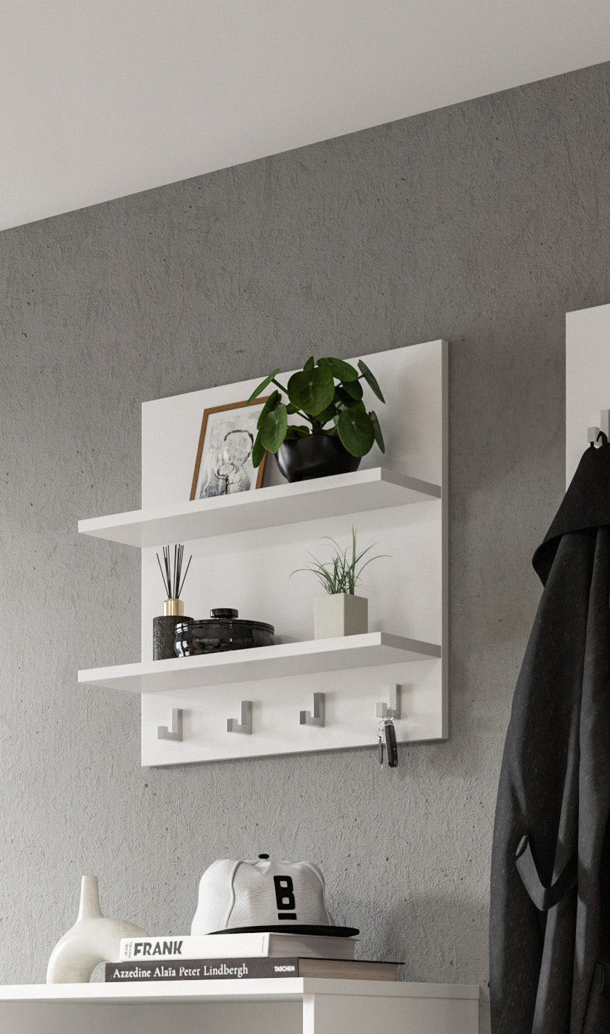 Homes & Jones Paneel weiß geeignet für Garderobe mit Kleiderhaken