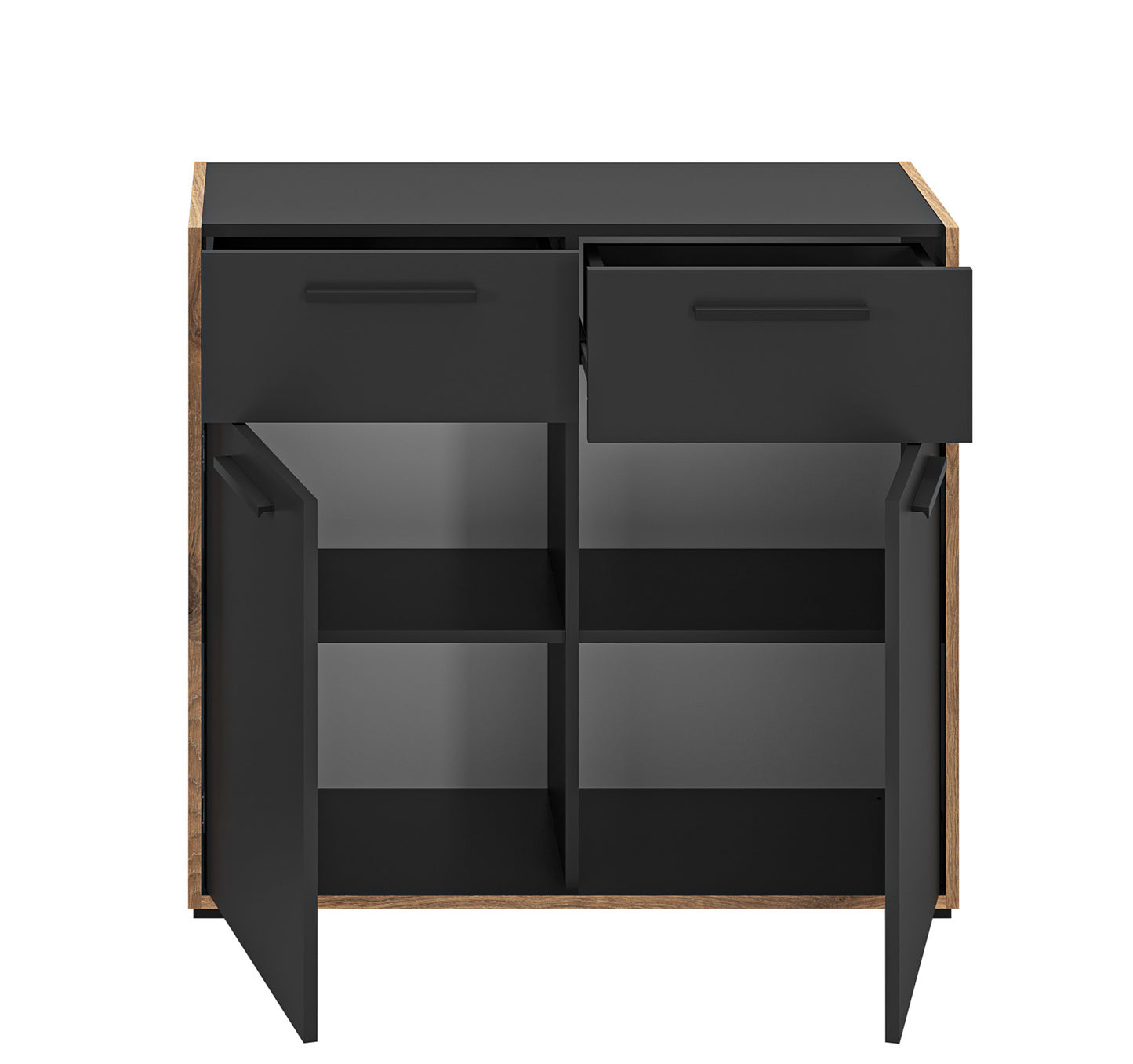 Commode BUENO (L/H/P : env. 95/86/37 cm) en gris basalte/gris basalte