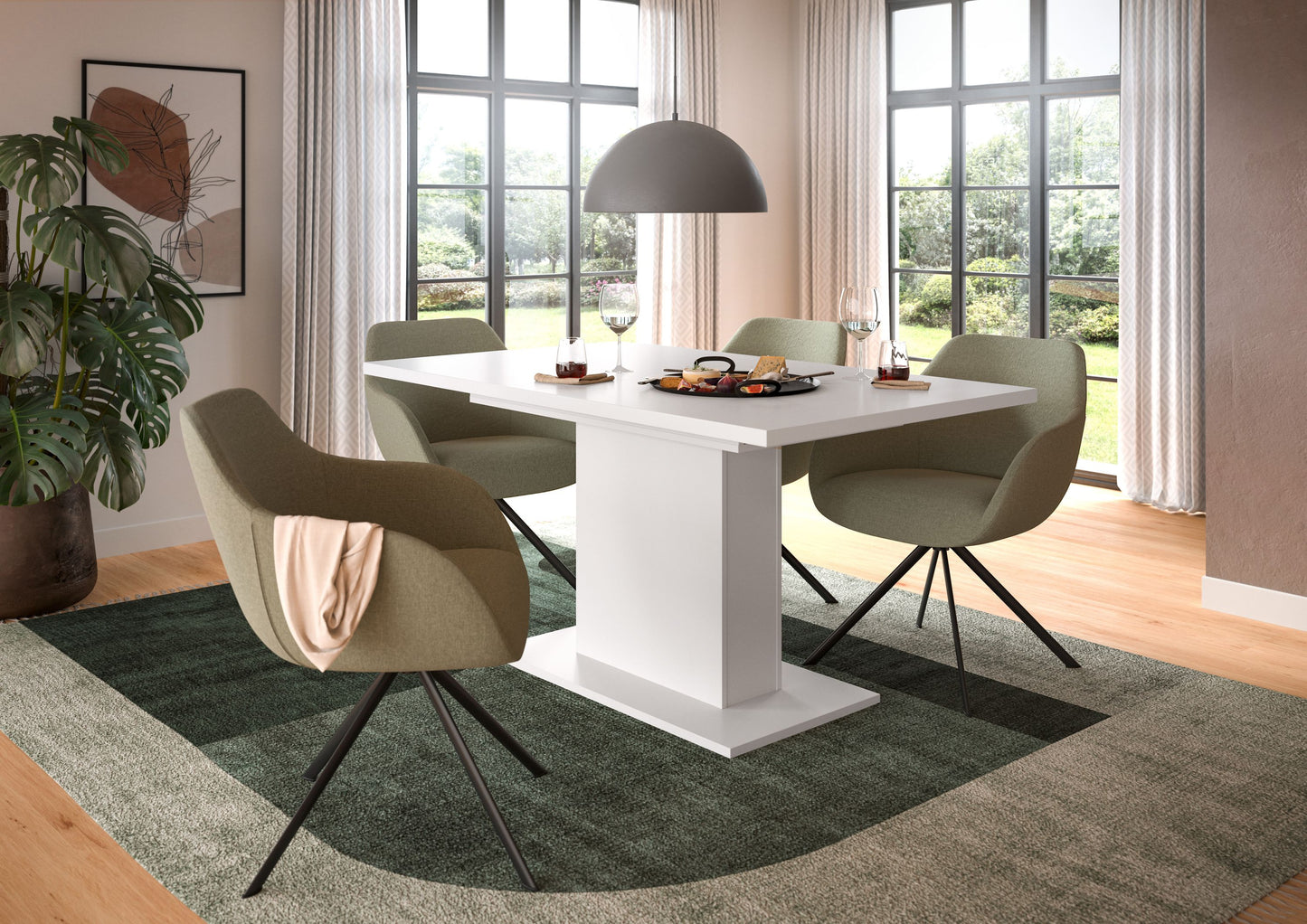 Homes & Jones Esstisch 150x76x90 cm, Esszimmertisch-Tisch mit Säulen Gestell