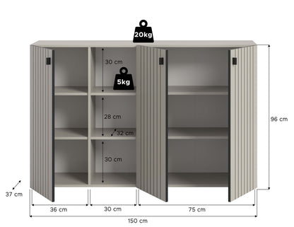 Homes & Jones Garderobenschrank 150 cm breit, Dielenschrank, Flurmöbel