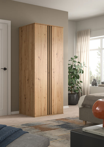 Homes & Jones Kleiderschrank 80 cm breit 2-türig, Schlafzimmerschrank