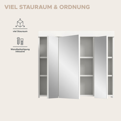 Viana Spiegelschrank (B/H/T: 80x70x18 cm) in Spiegelglas und Weiß