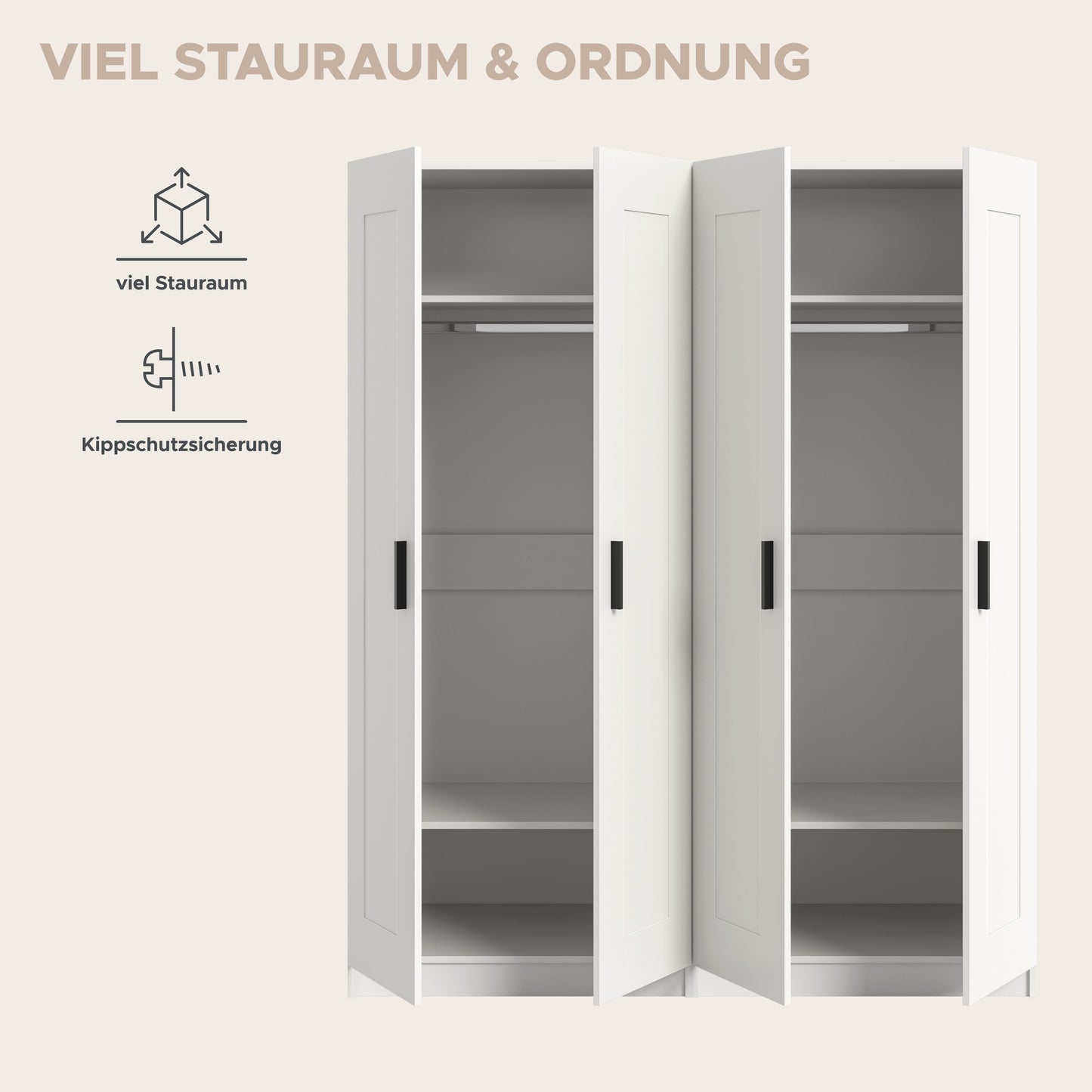 Combinaison d'armoires VISBY (L/H/P : env. 160/194/56 cm) en blanc/blanc
