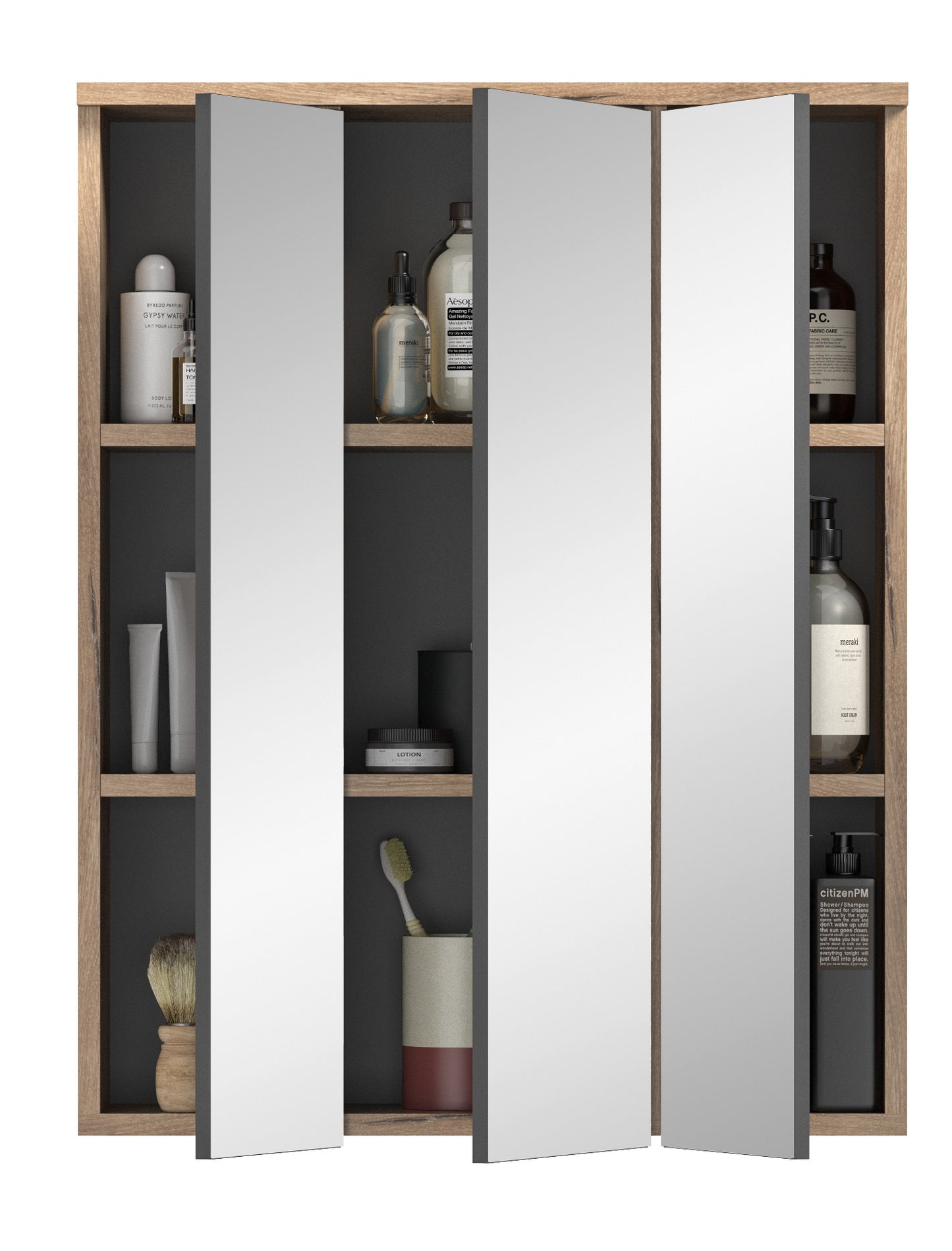 Homes & Jones Bad-Spiegelschrank 60 cm breit, Badspiegelschrank 3-trg.