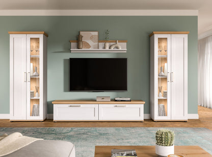 VERONA wall unit (W/H/D: approx. 316/161/40 cm) in Sibiu Larch reproduction/Sibiu Larch reproduction