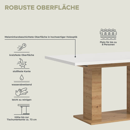 Table de salle à manger MOTION (L/H/P : env. 150/76/90 cm) en blanc/cachemire