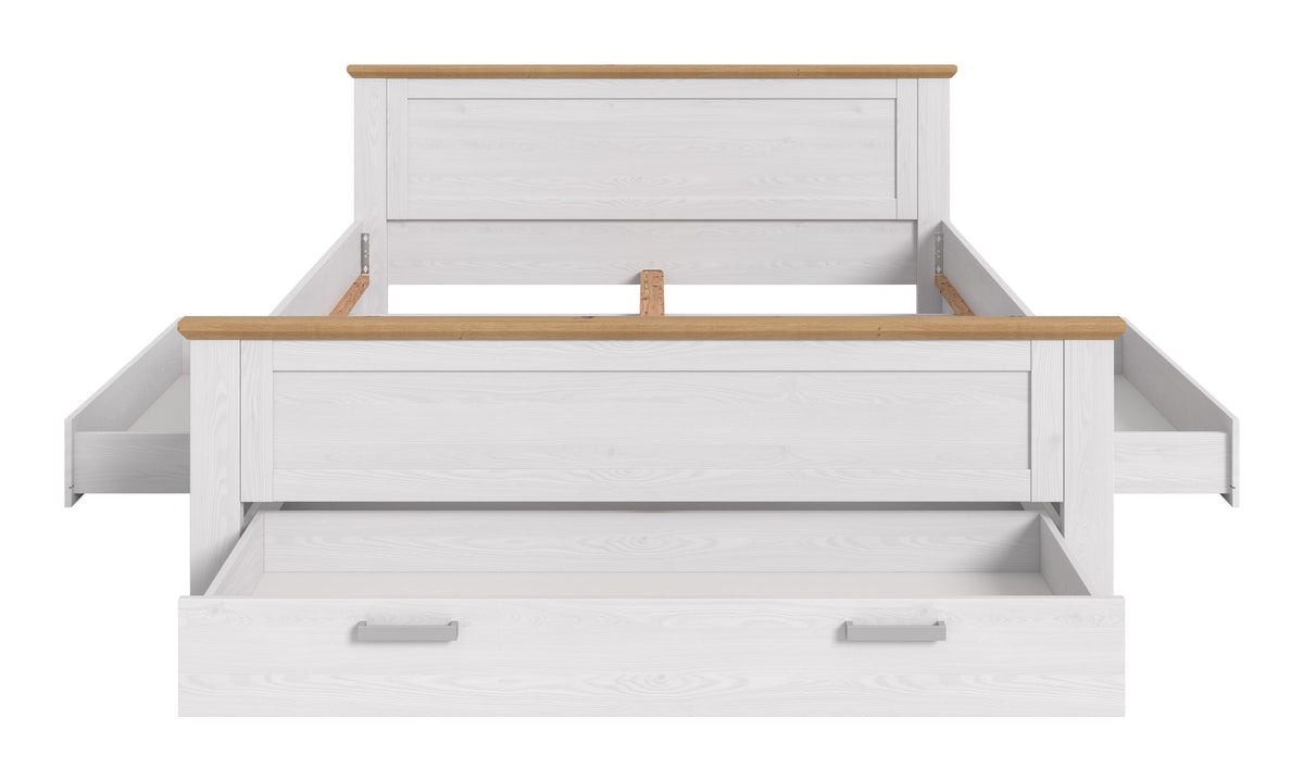 Homes & Jones Bett 180x200 Landhausstil, Bett mit Bettkasten im Landhausstil