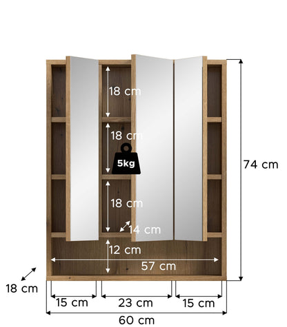 Armoire de toilette AQUA (L/H/P : env. 60/74/18 cm) en imitation Chêne Evoke/imitation Chêne Evoke