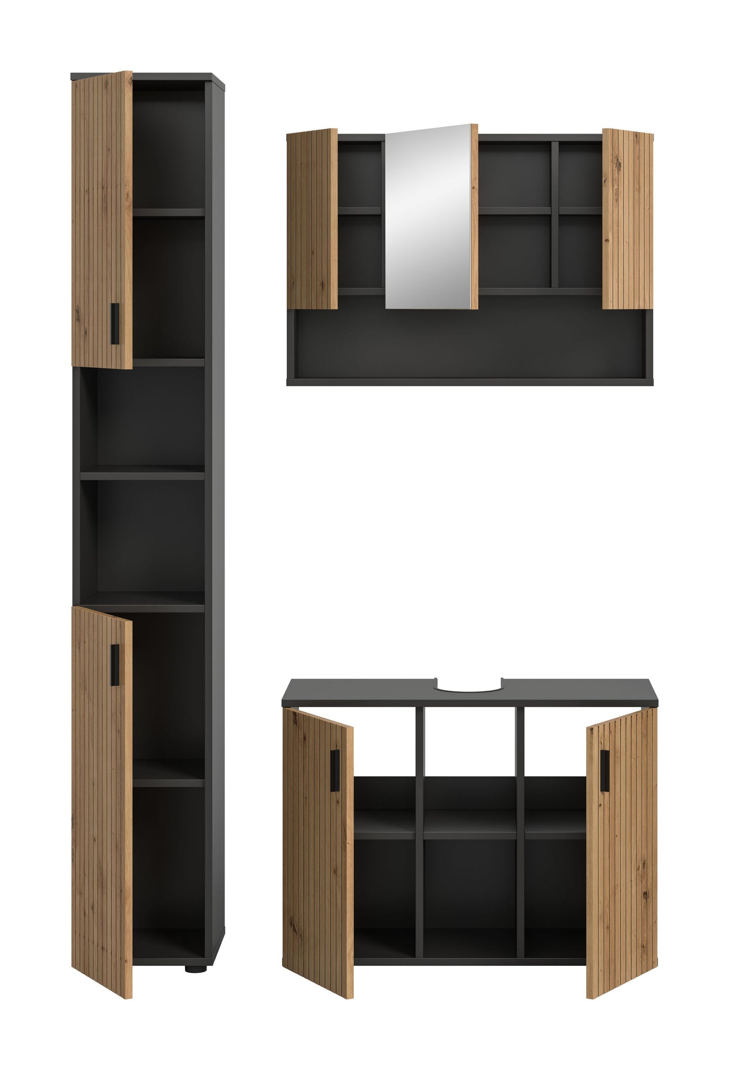 Homes & Jones Badezimmermöbel Set 3-tlg. Badmöbelset mit Badspiegelschrank