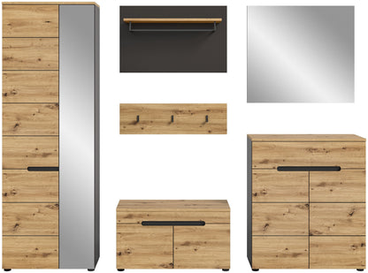 Ensemble d'entrée CANU (L/H/P : env. 255/190/37 cm) en gris basalte/vert fumée