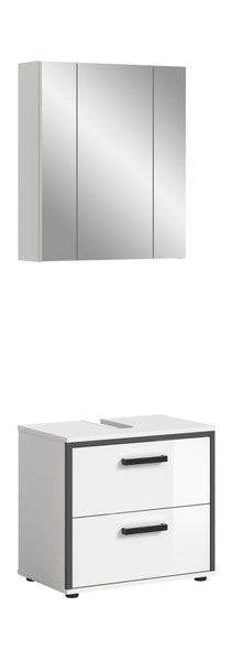 Ensemble de salle de bain KOJAK (L/H/P : env. 60/188/37 cm) en blanc/blanc brillant