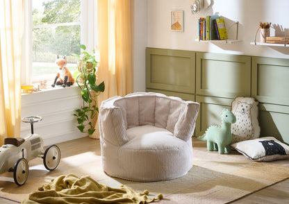 Pouf Snuggle Kids – Fauteuil confortable en velours côtelé avec dossier