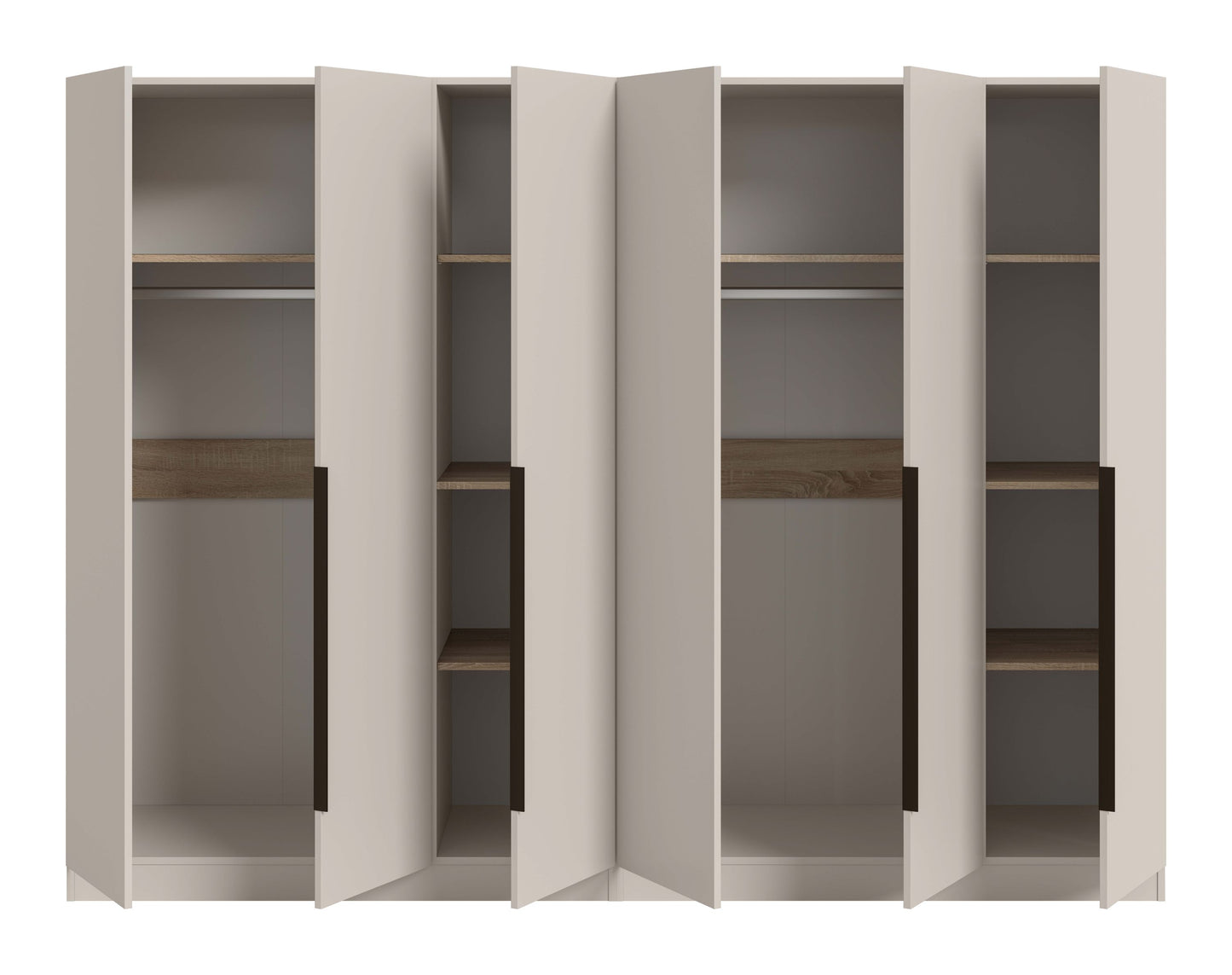 Homes & Jones Kleiderschrank 2-tlg. innen hellbeige, offene Fächer und Regalböden
