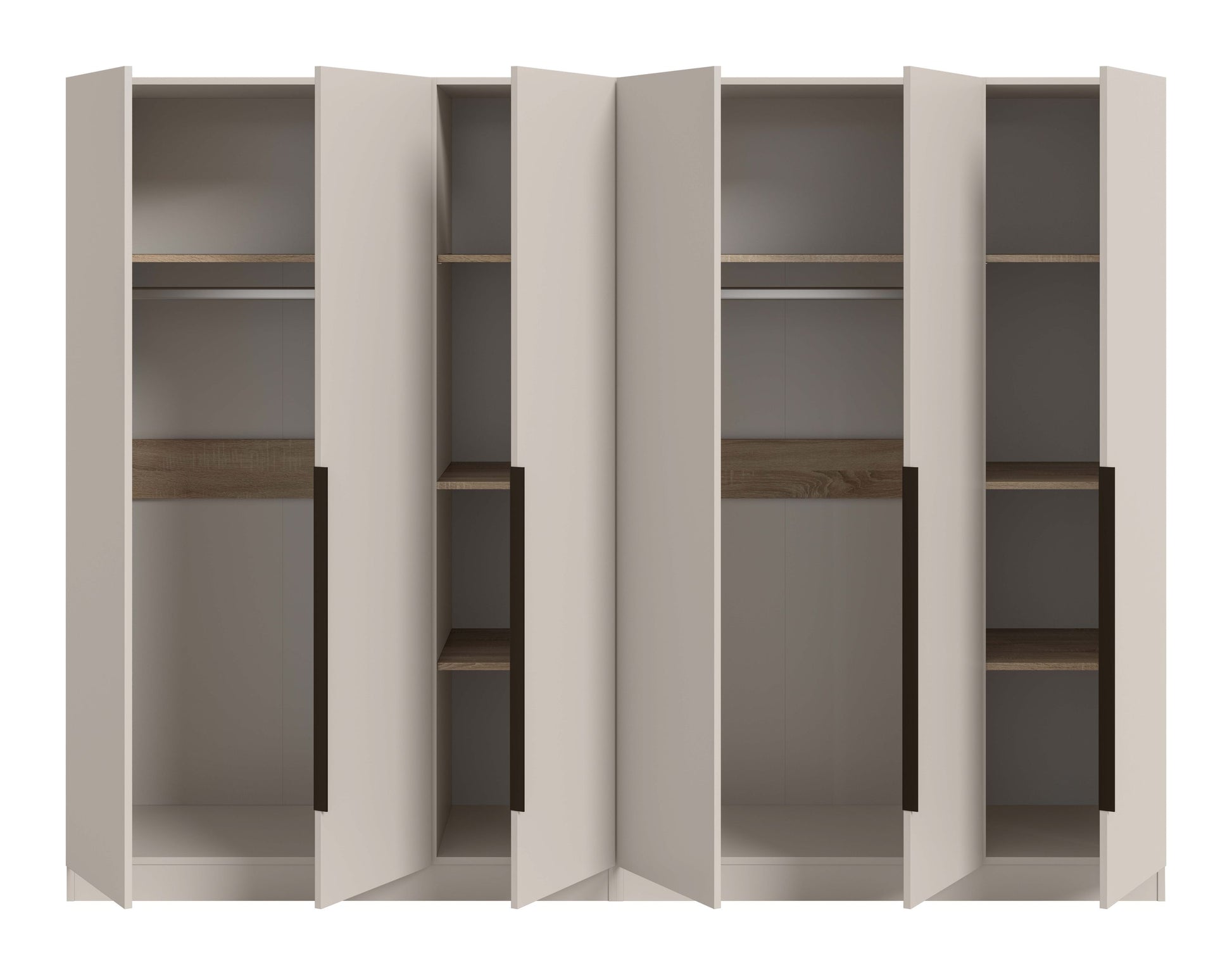 Homes & Jones Kleiderschrank 2-tlg. innen hellbeige, offene Fächer und Regalböden