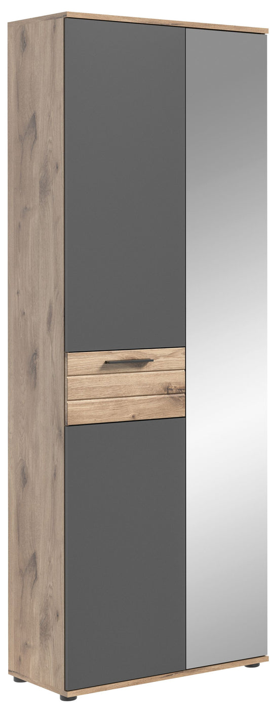 Armoire MASON (L/H/P : env. 70/200/37 cm) en imitation chêne Nox/gris basalte