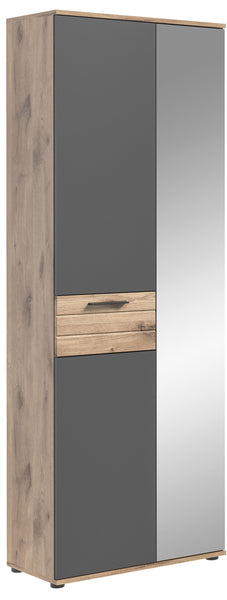 Garderobenschrank MASON (B/H/T: ca. 70/200/37 cm) in Nox Oak Nachbildung/Basalt grau