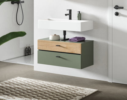 Meuble bas de lavabo AQUA (L/H/P : env. 75/35/35 cm) en vert sauge/vert sauge