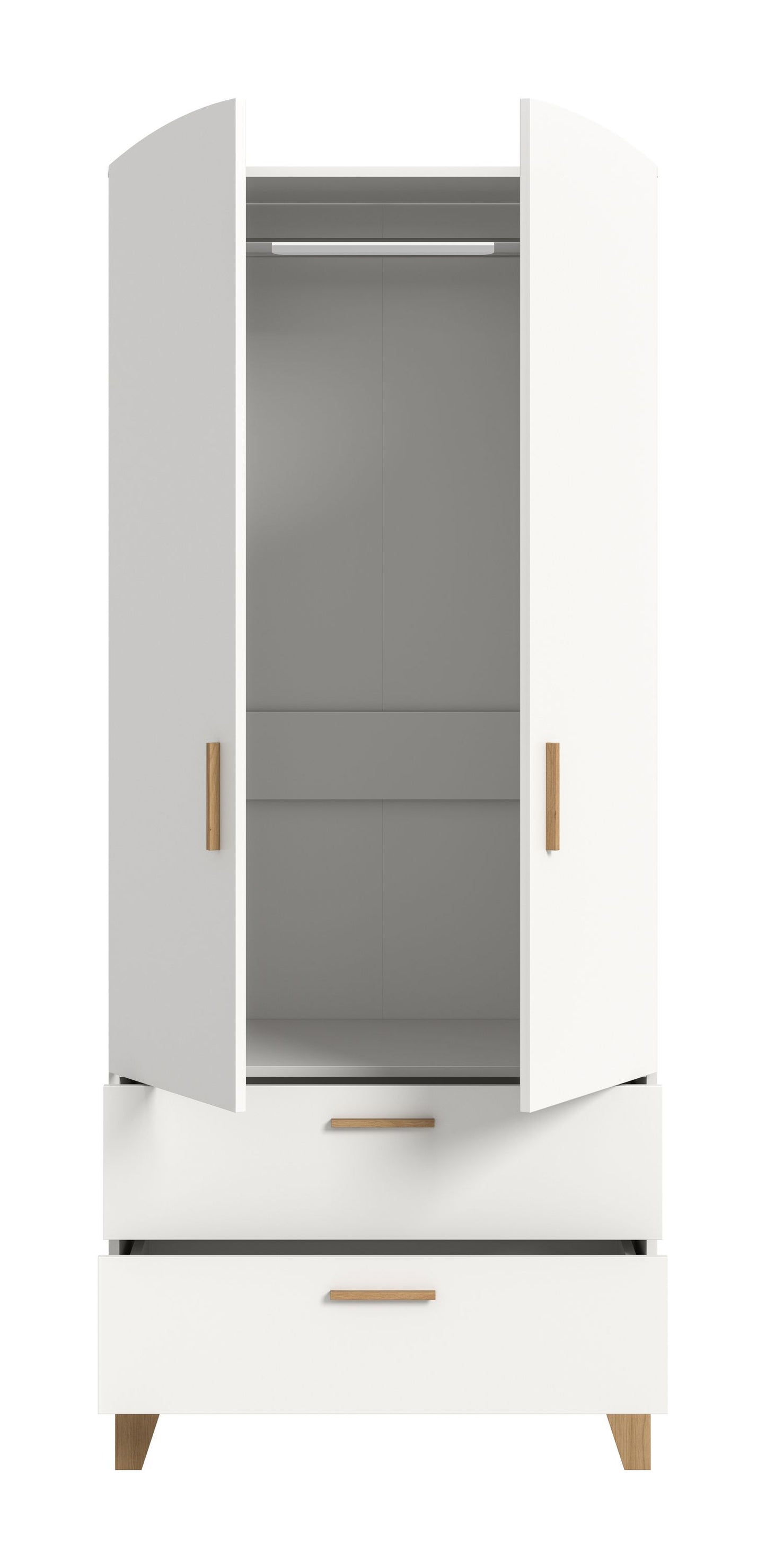 Armoire 2 portes STELLA (L/H/P : env. 81/198/51 cm) en blanc/blanc