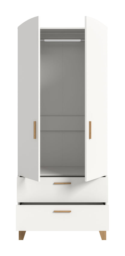 Armoire 2 portes STELLA (L/H/P : env. 81/198/51 cm) en blanc/blanc