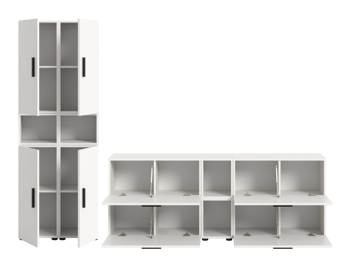 Homes & Jones Wohnwand 4-tlg. TV Möbel Modular Lowboard, Wohnzimmerschrank