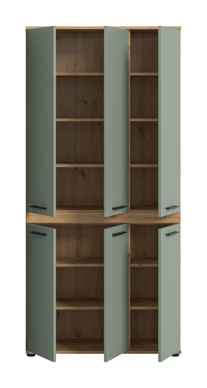 Blake Hochschrank (B/H/T: 90x191x31 cm) in Salbei und Artisan Eiche Nachbildung