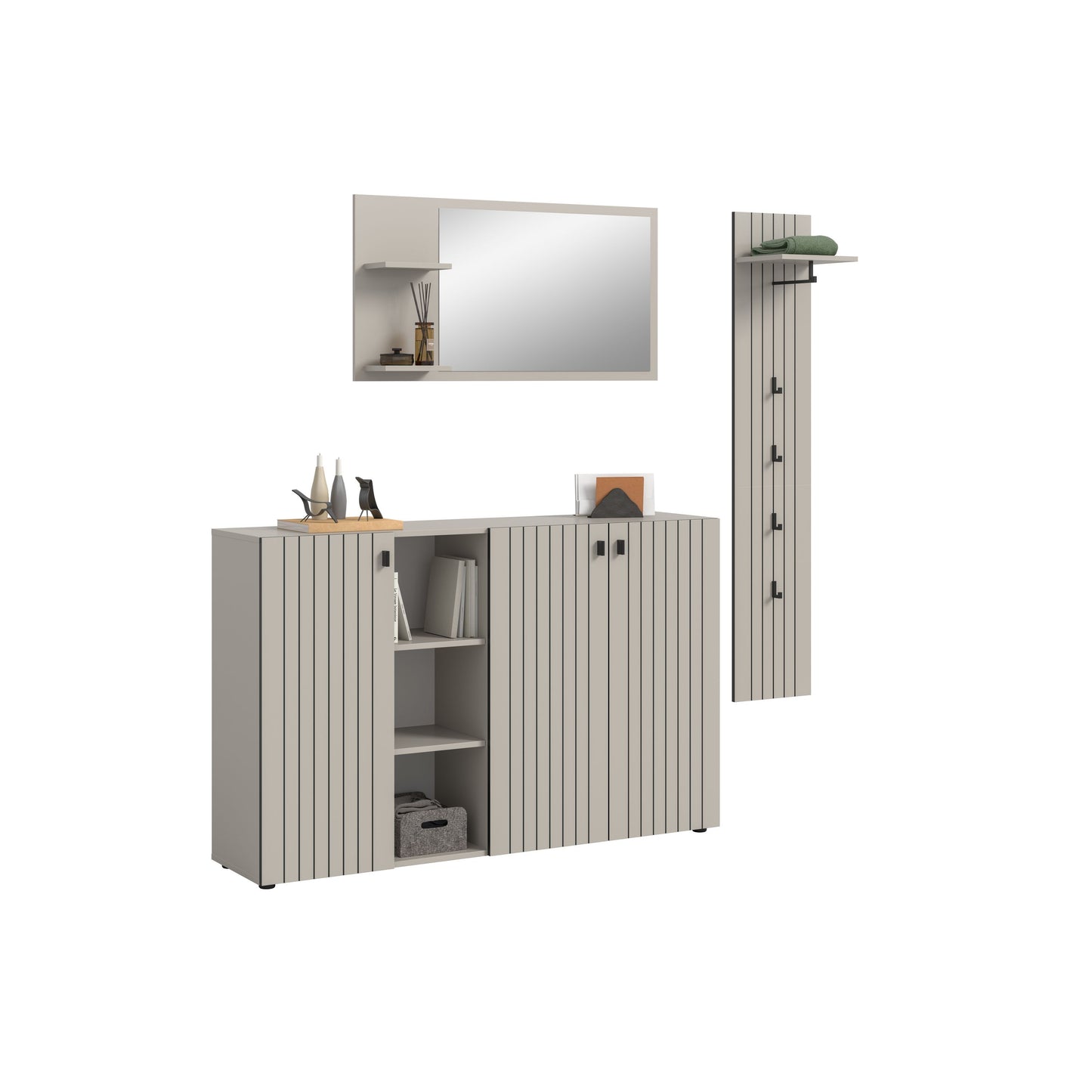 Homes & Jones Garderobe 3-tlg. Garderoben Set, Flurmöbel-Dielenmöbel