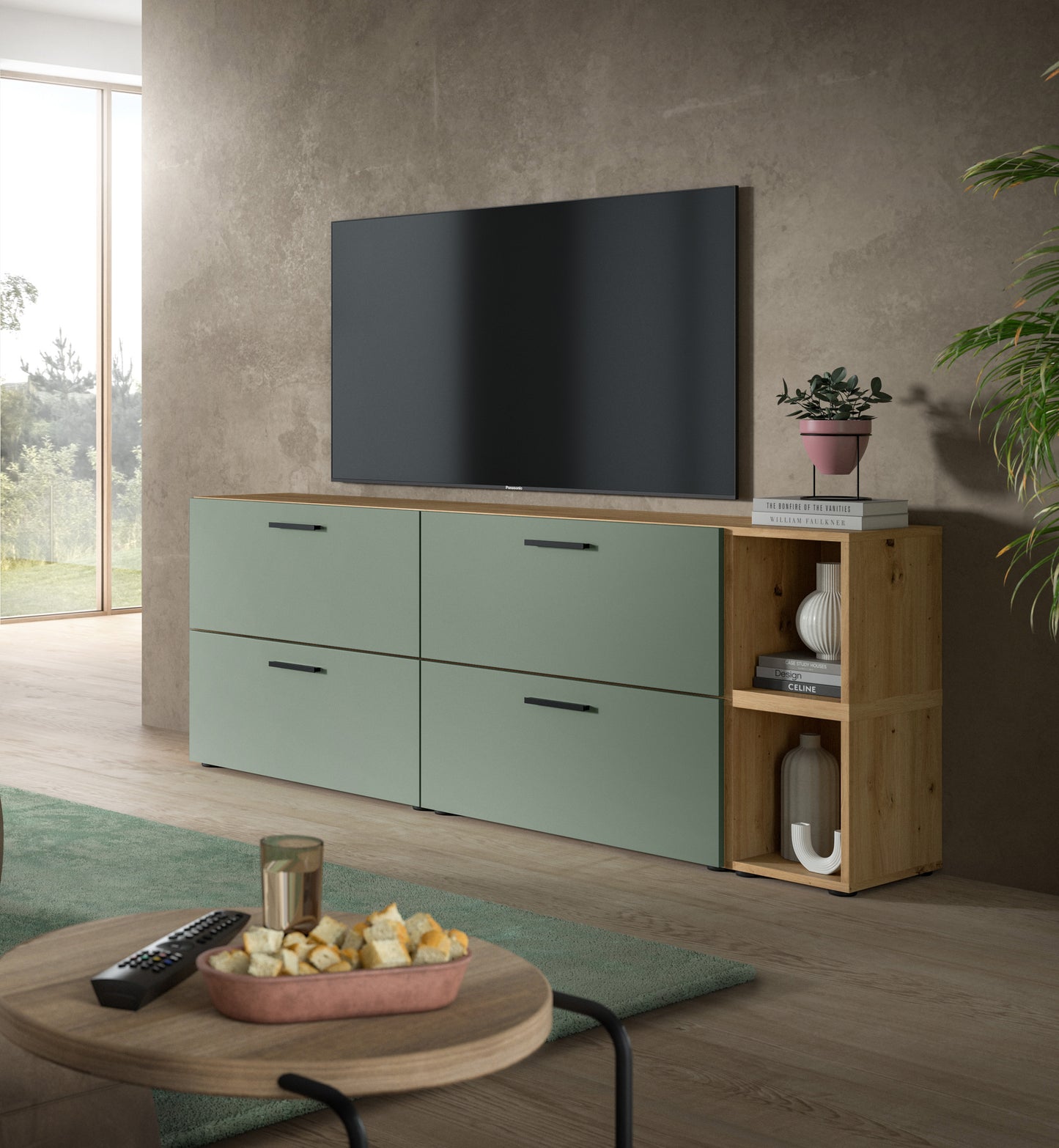 Homes & Jones Wohnwand 2-tlg. TV Möbel Modular Lowboard, Wohnzimmerschrank