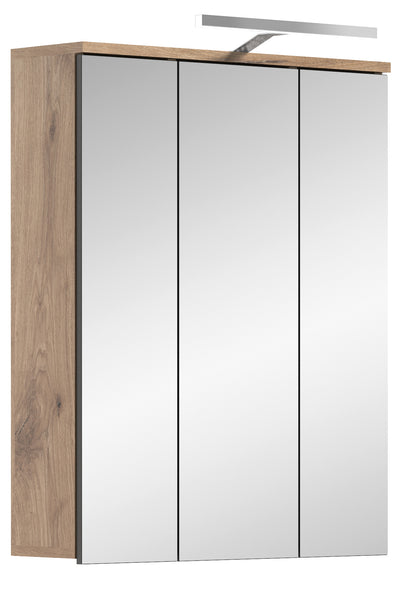 Spiegelschrank inkl. Beleuchtung MASON (B/H/T: ca. 60/77/37 cm) in Nox Oak Nachbildung/Spiegelglas