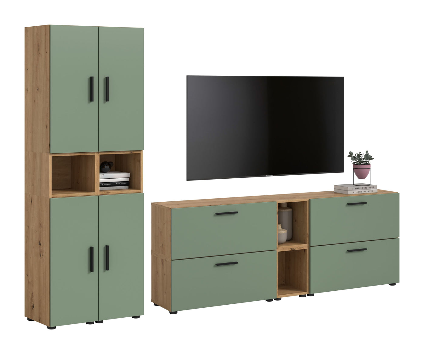 Homes & Jones Wohnwand 4-tlg. TV Möbel Modular Lowboard, Wohnzimmerschrank