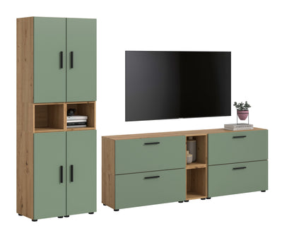 Homes & Jones Wohnwand 4-tlg. TV Möbel Modular Lowboard, Wohnzimmerschrank