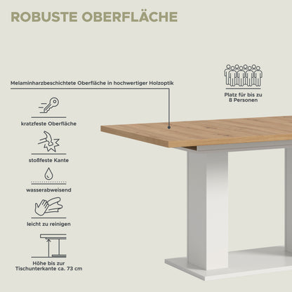 Table de salle à manger MOTION (L/H/P : env. 150/76/90 cm) en blanc/cachemire