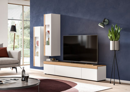 Homes & Jones Wohnzimmerschrank Vitrine weiß, Schrank mit 1 Tür, Möbel
