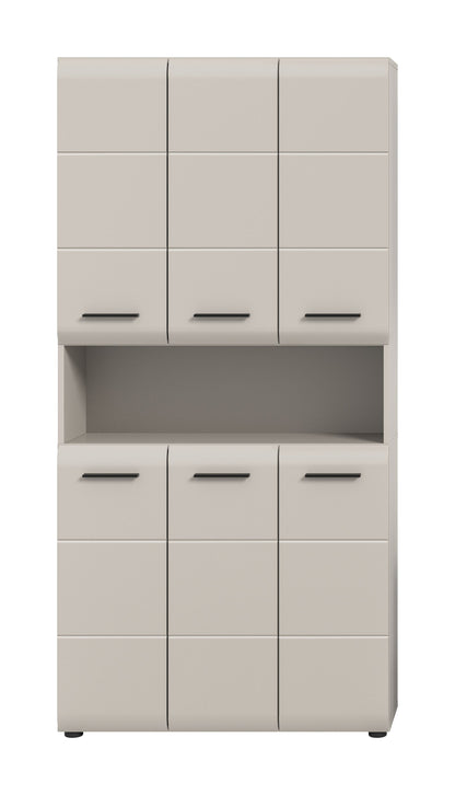 Meuble de rangement polyvalent ICE (L/H/P : env. 90/185/30 cm) en imitation chêne Nox/noir mat