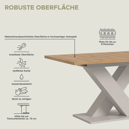 Table de salle à manger MOTION (L/H/P : env. 150/76/90 cm) en blanc/cachemire