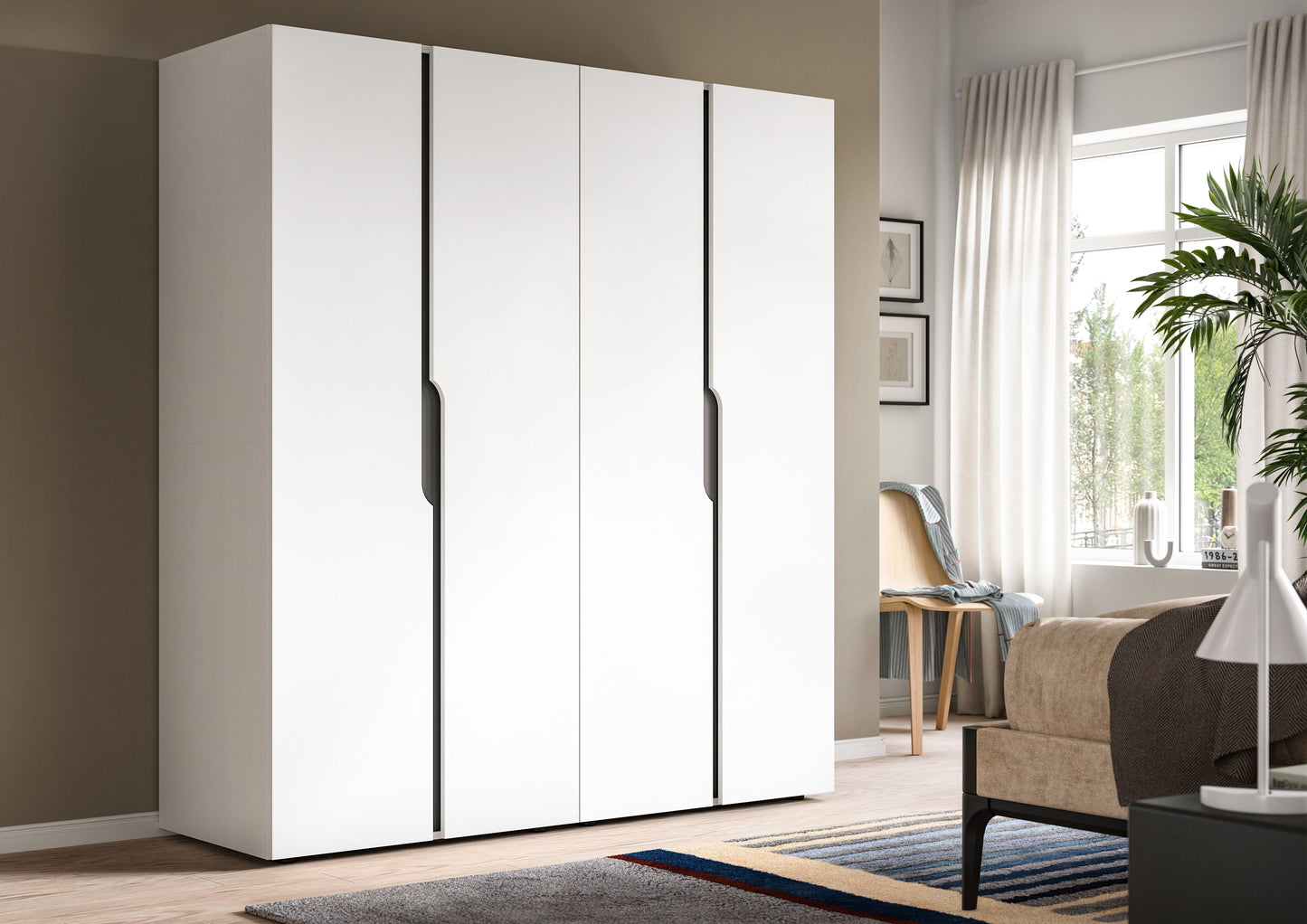 Wardrobe combination ANGA (W/H/D: approx. 160/180/51 cm) in anthracite/Artisan oak replica
