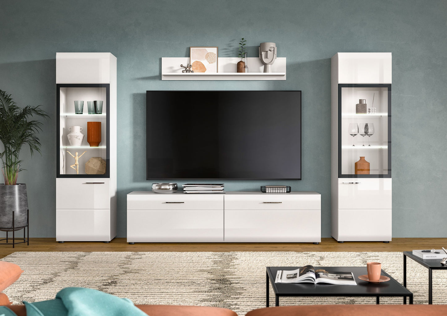 Homes & Jones Wohnwand 4-tlg., TV Möbel Anbauwand, TV bis 70 Zoll geeignet